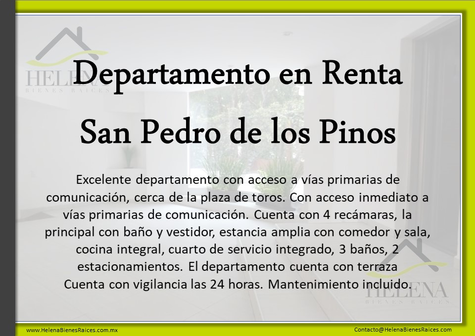 San Pedro de los Pinos, Benito Juárez 03800, 4 Habitaciones Habitaciones, 4 Habitaciones Habitaciones,3 BathroomsBathrooms,DEPARTAMENTO,EN RENTA,1009