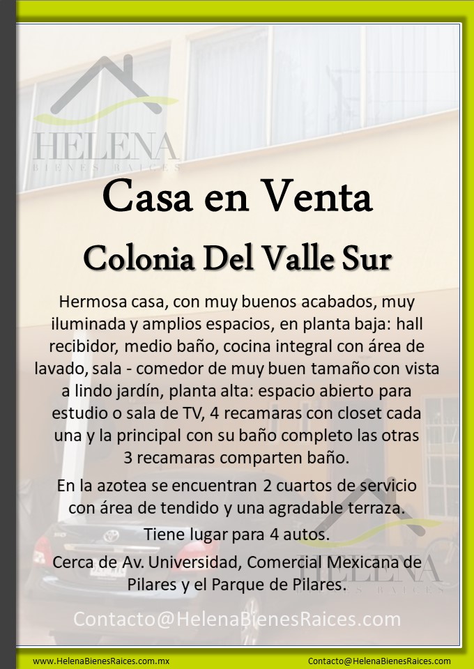 Del Valle Sur, Benito Juárez 03104, 4 Habitaciones Habitaciones,CASA HABITACIÓN,EN VENTA,1021