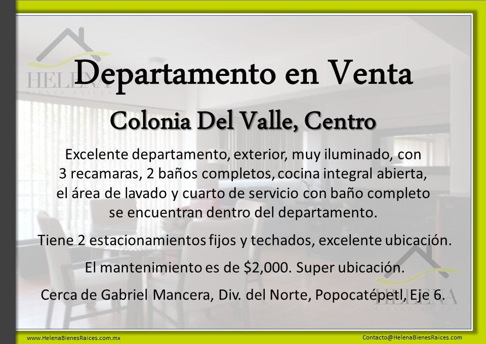 Del Valle Centro, Benito Juárez 03310, 2 Habitaciones Habitaciones,DEPARTAMENTO,EN VENTA,1041