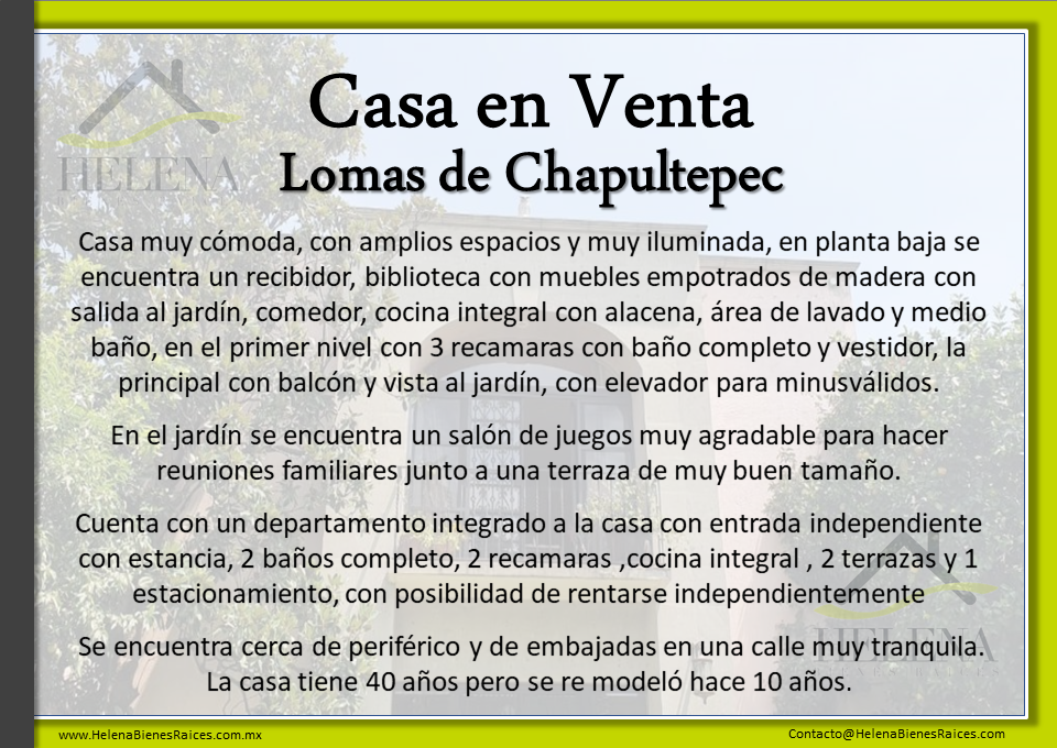 Lomas de Chapultepec, Miguel Hidalgo 11000, 3 Habitaciones Habitaciones,CASA HABITACIÓN,EN VENTA,1067