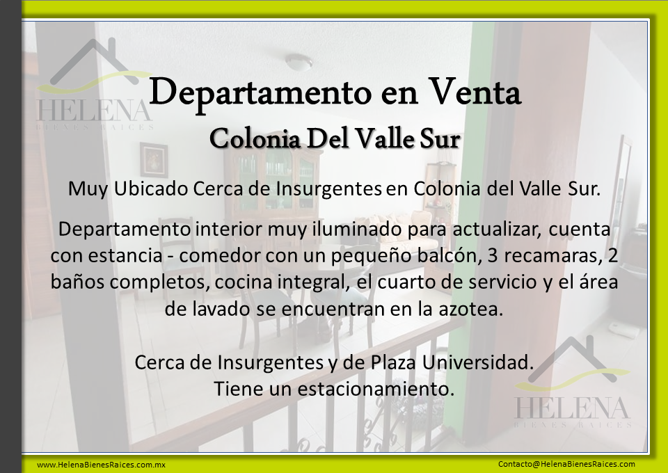 Del Valle Sur, Benito Juárez 03100, 3 Habitaciones Habitaciones,DEPARTAMENTO,EN VENTA,1068