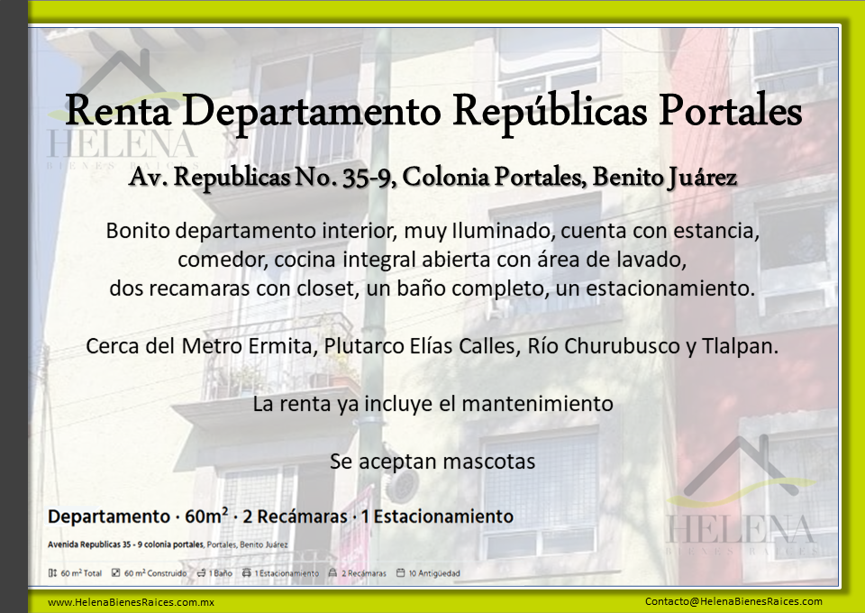 Renta Departamento Republicas Portales